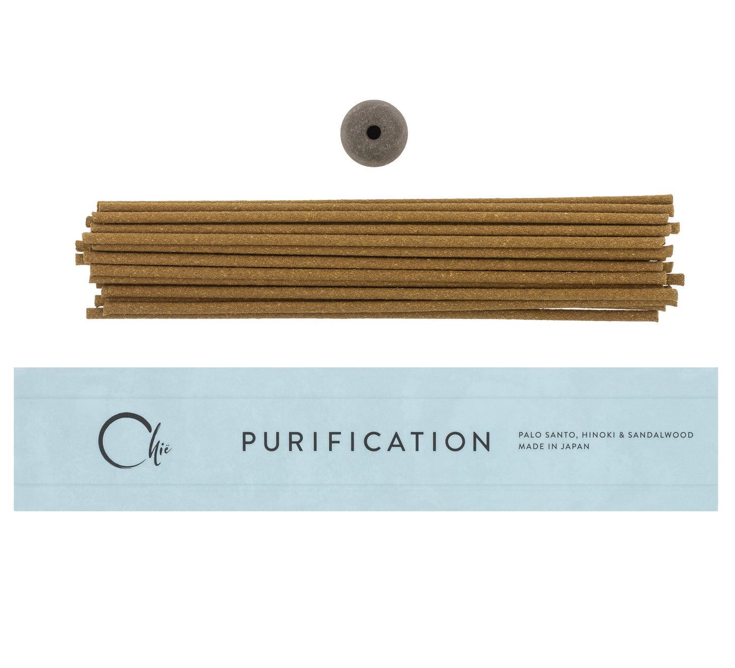 Incienso chië de meditación con palo santo, hinoki y sándalo 100% natural, con incensario de cerámica de seto japonesa.