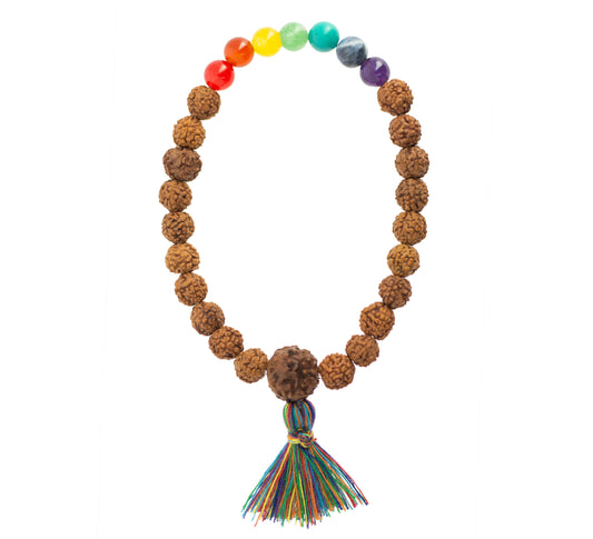 Mala da polso 7-Chakra Rudraksha