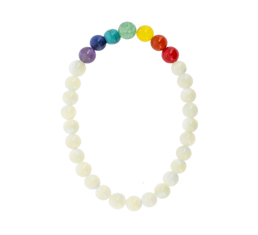Pulsera-mala 7 Chakras - Madreperla