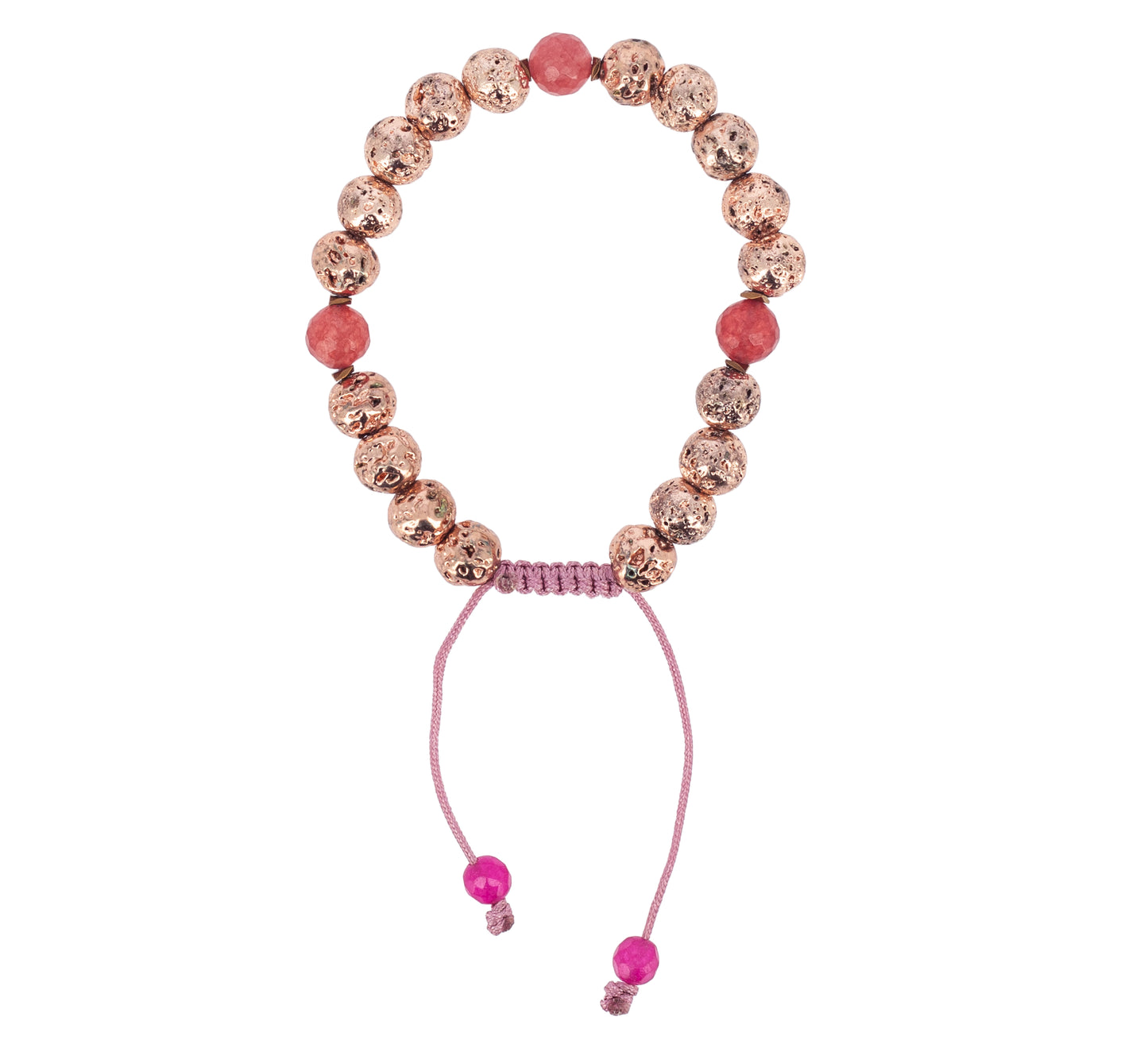 Pulsera-mala Piedra Lava en Oro Rosa.