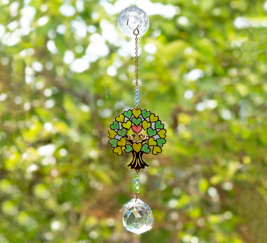 Grand Cristal Feng Shui Arbre de Vie Vert