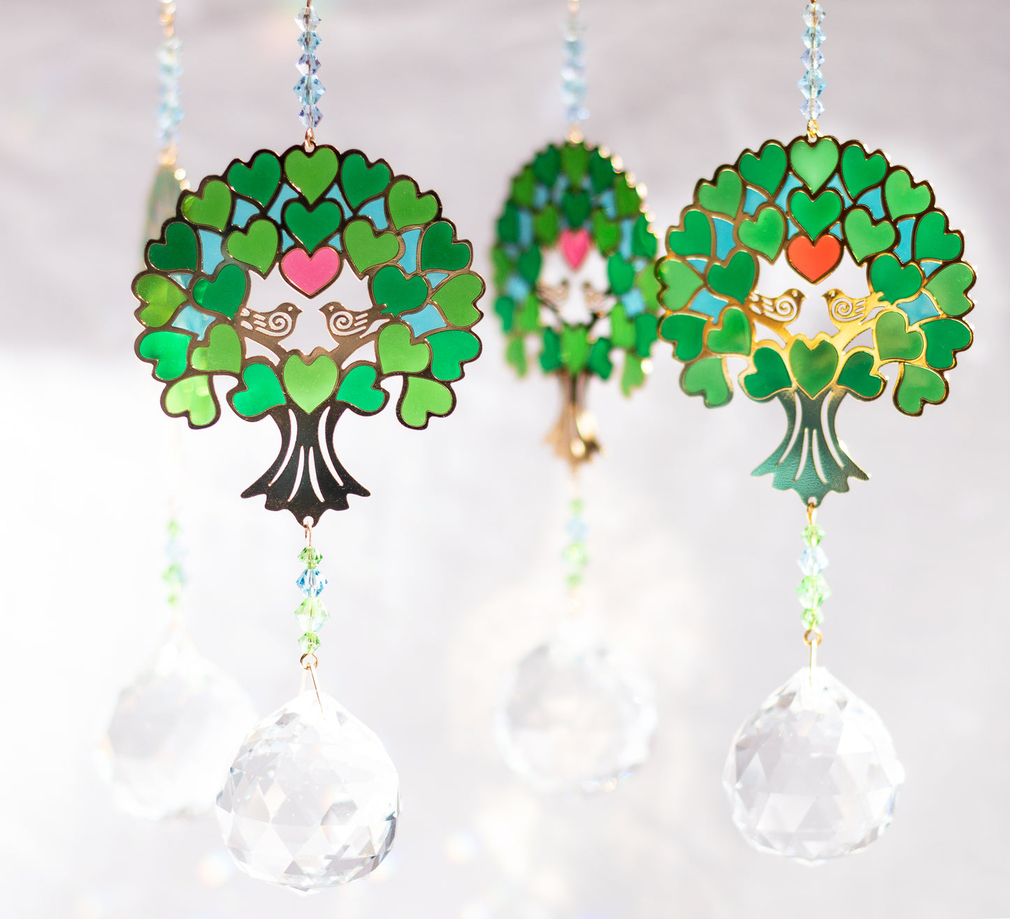 Grande cristallo Feng Shui - Albero della Vita, Verde
