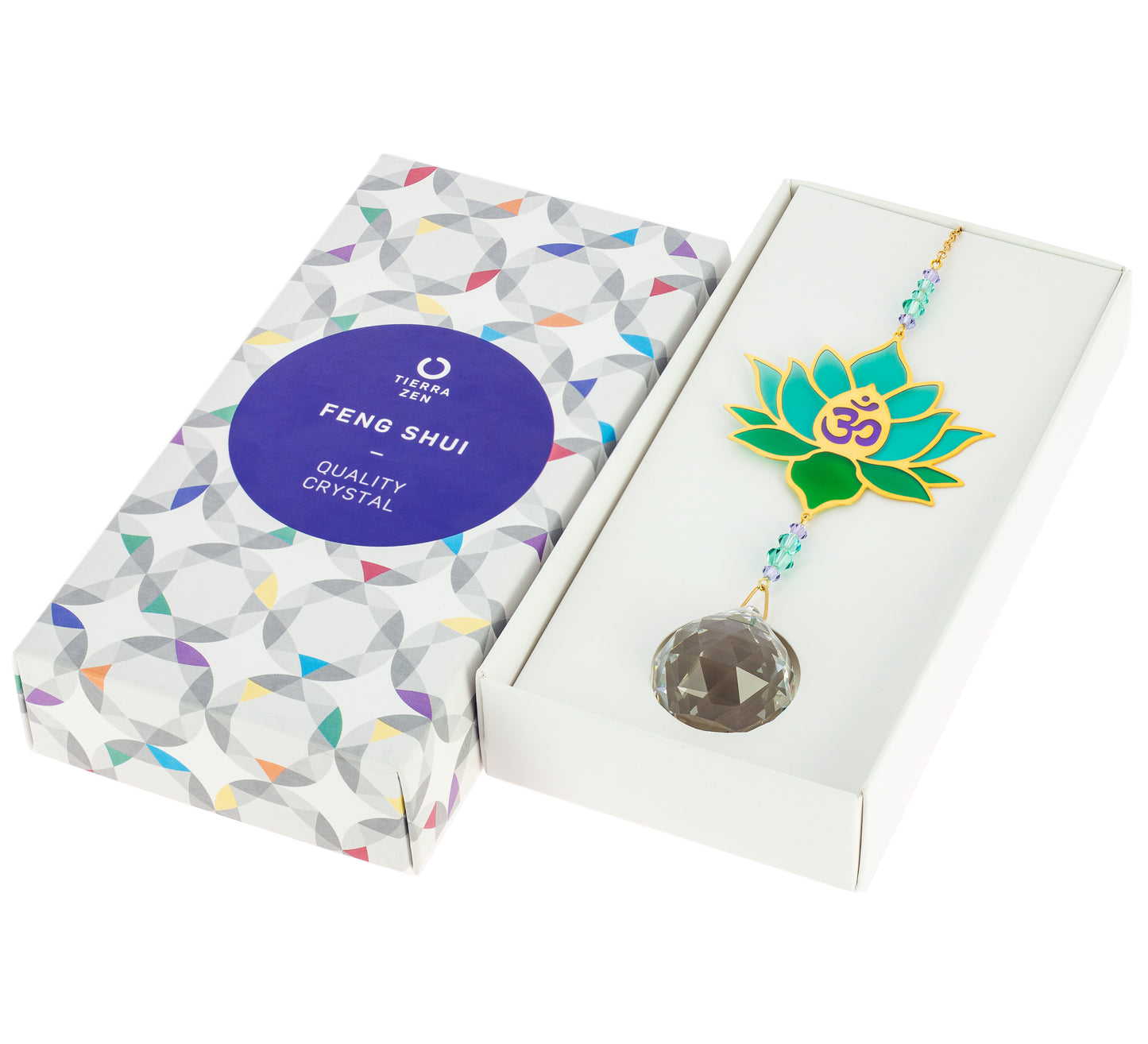 Grand Cristal Feng Shui Lotus Bleu