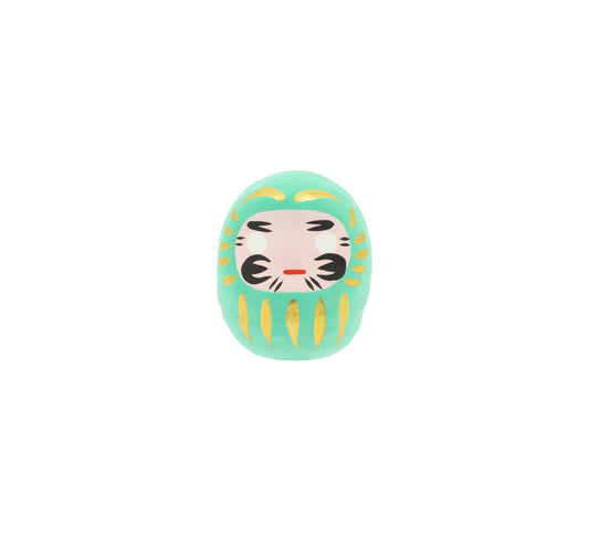 Daruma turquesa, fondo blanco