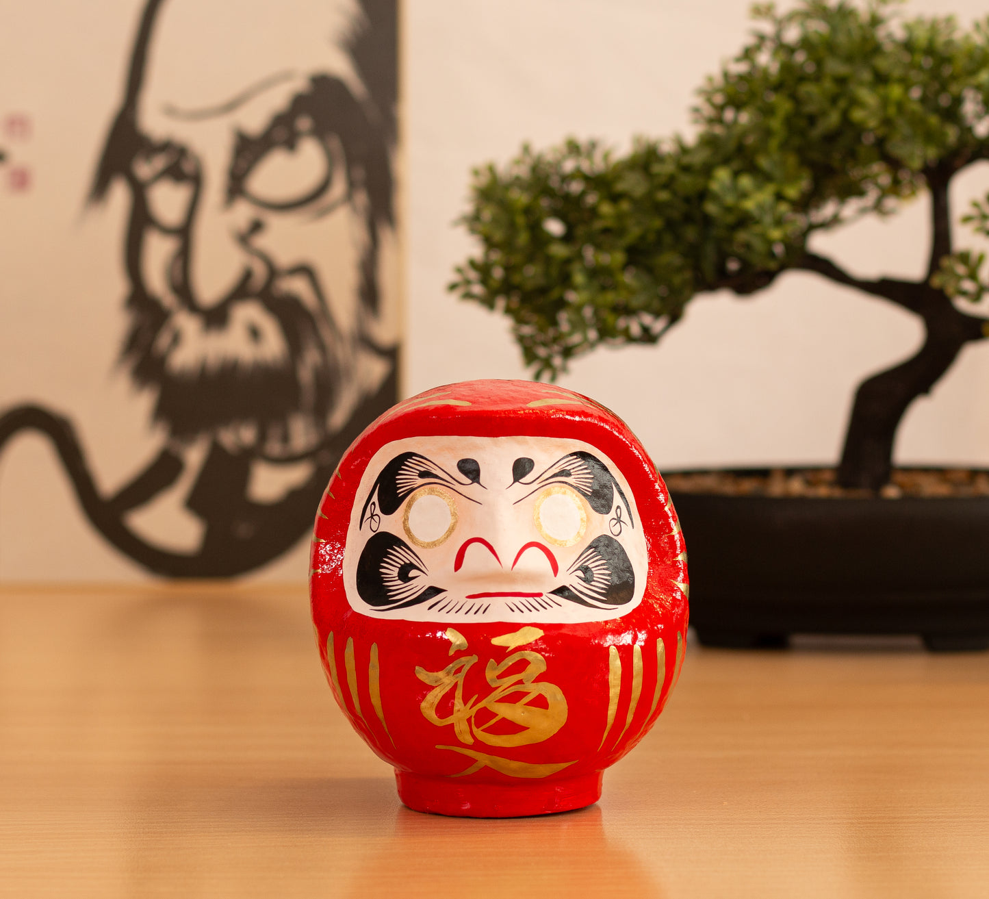 Daruma Traditionnel Rouge 12 cm, Chance
