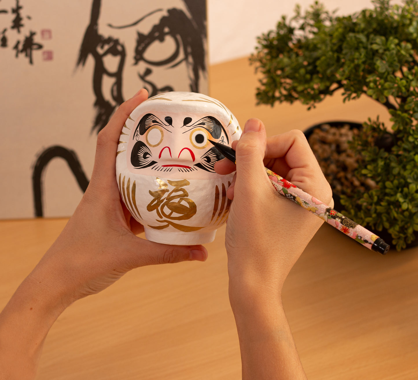 White Traditional Daruma - Love, 12 cm