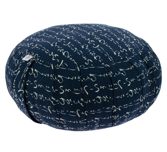Kapok Round Zafu - Blue Hiragana