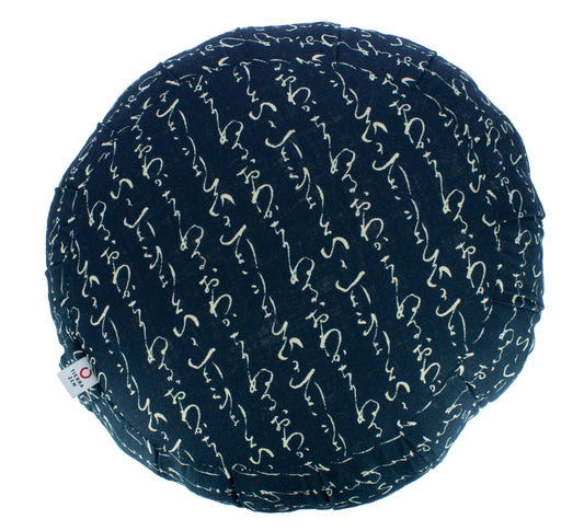 Kapok Round Zafu - Blue Hiragana