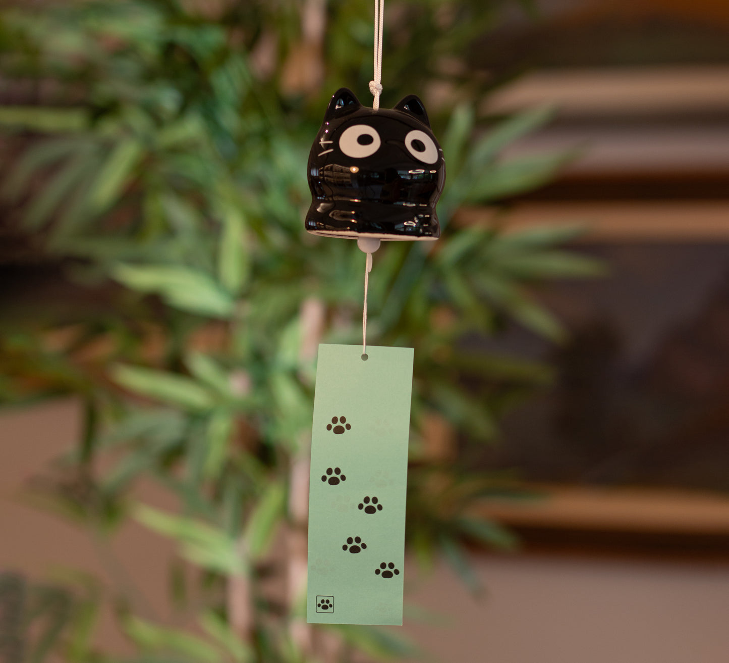Campana Furin Cerámica Neko Negro