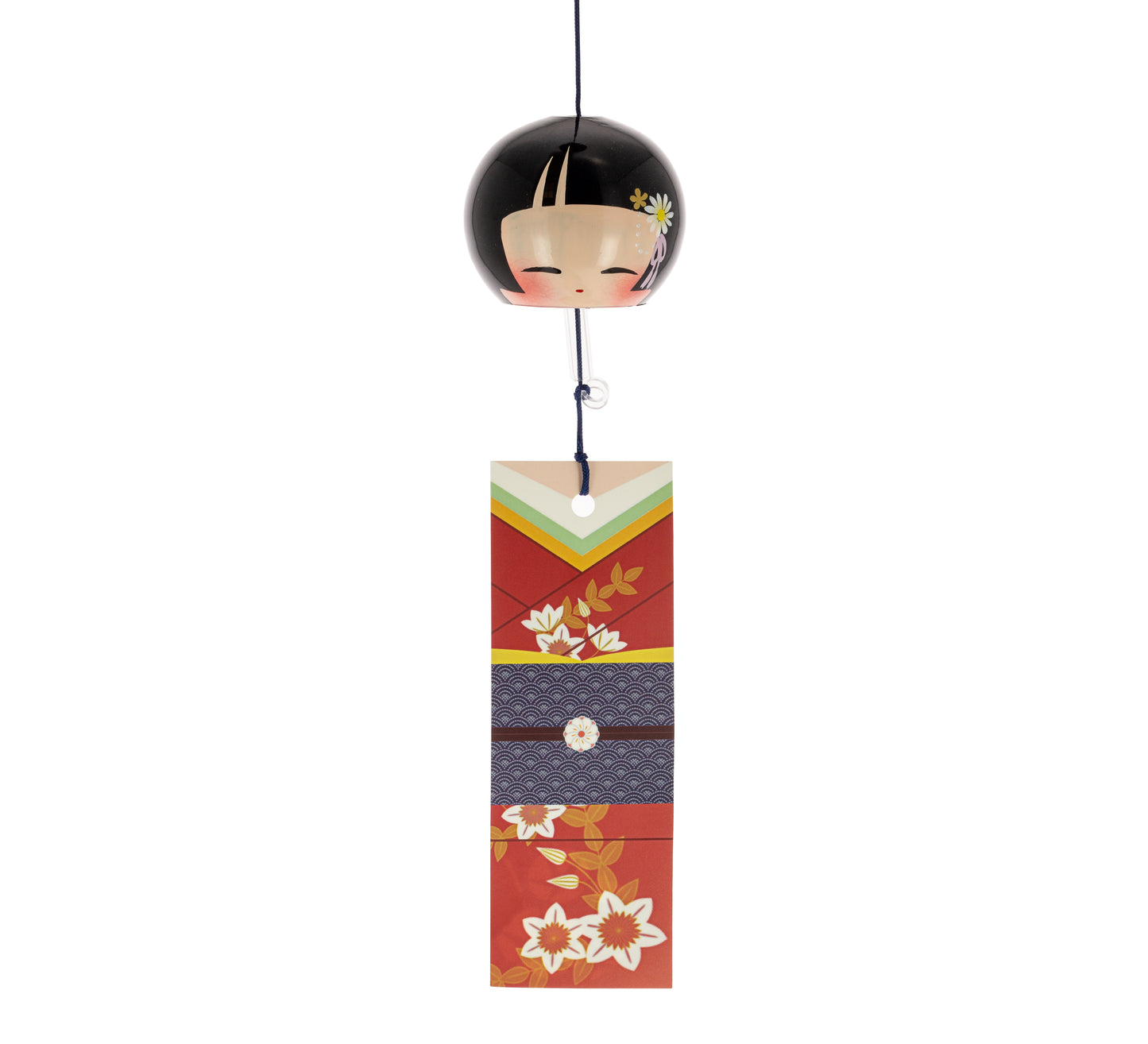 Furin Crystal Bell Kokeshi Doll, 5cm
