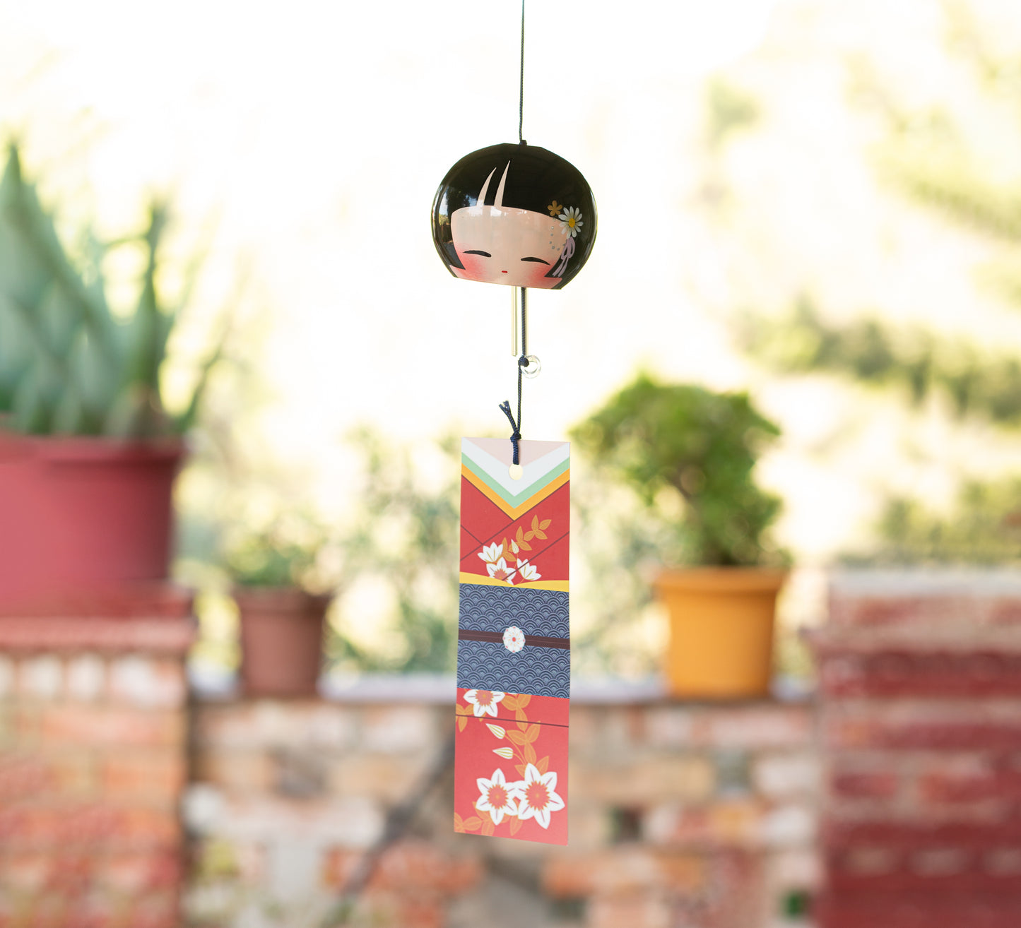 Furin Crystal Bell Kokeshi Doll, 5cm