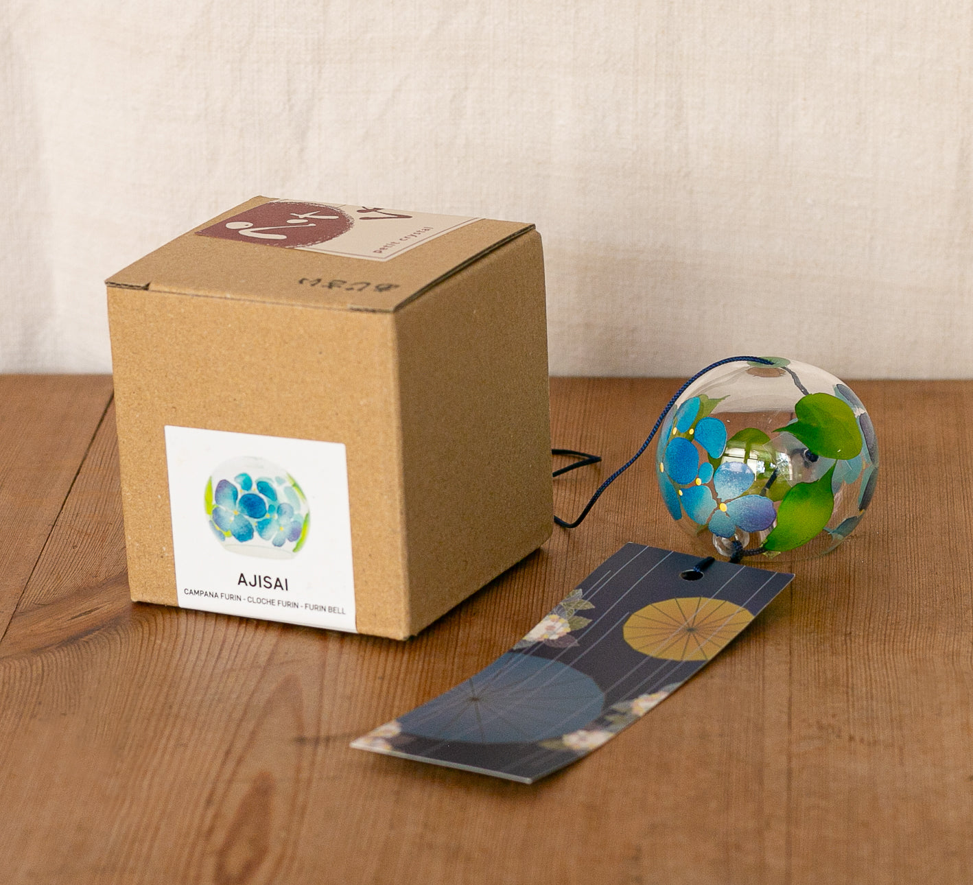 Sino de cristal Furin Ajisai, 5cm