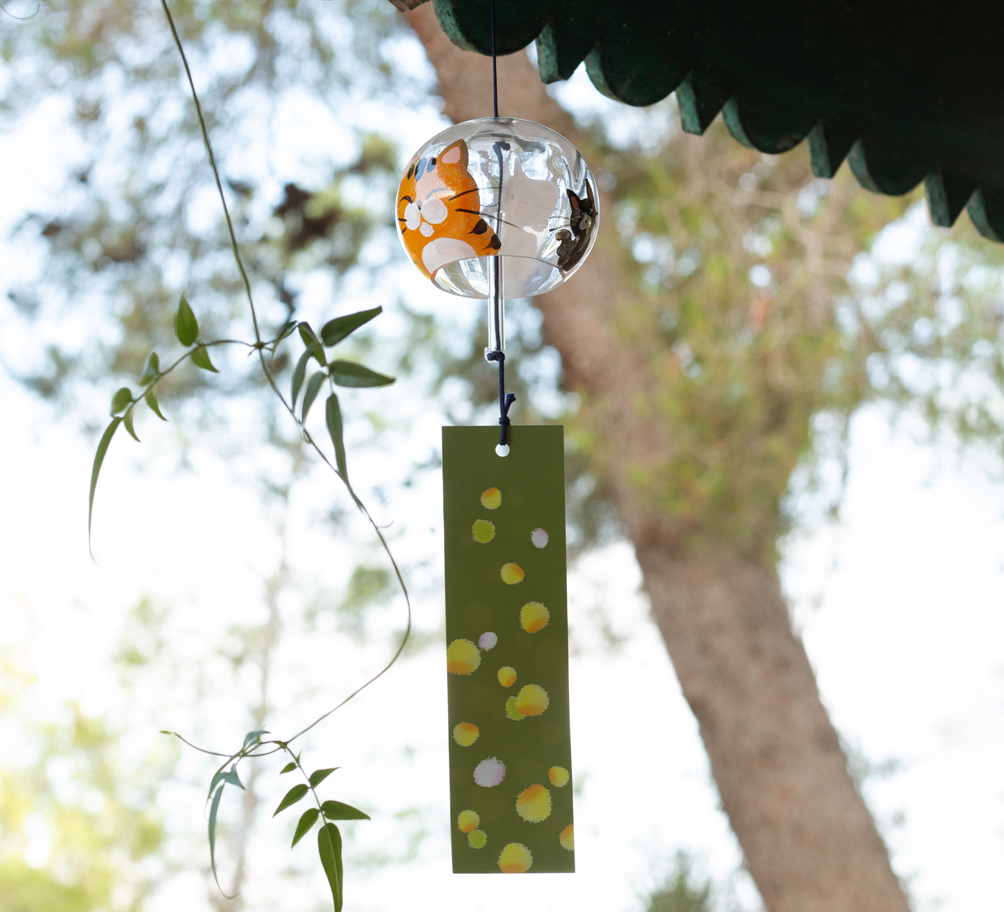 Furin Crystal Bell Maneki Neko, 7cm