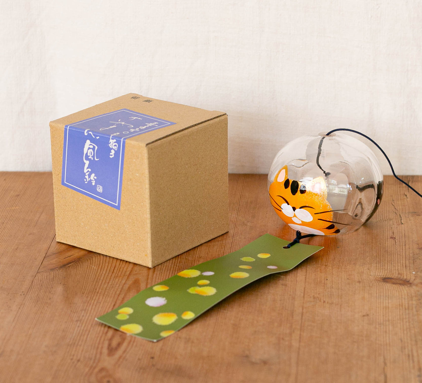 Sino de cristal Furin Maneki Neko, 7cm