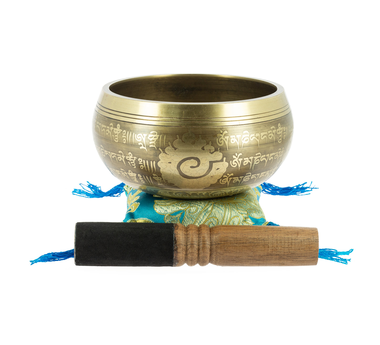 Taça de canto tibetana com gravuras - 12 cm