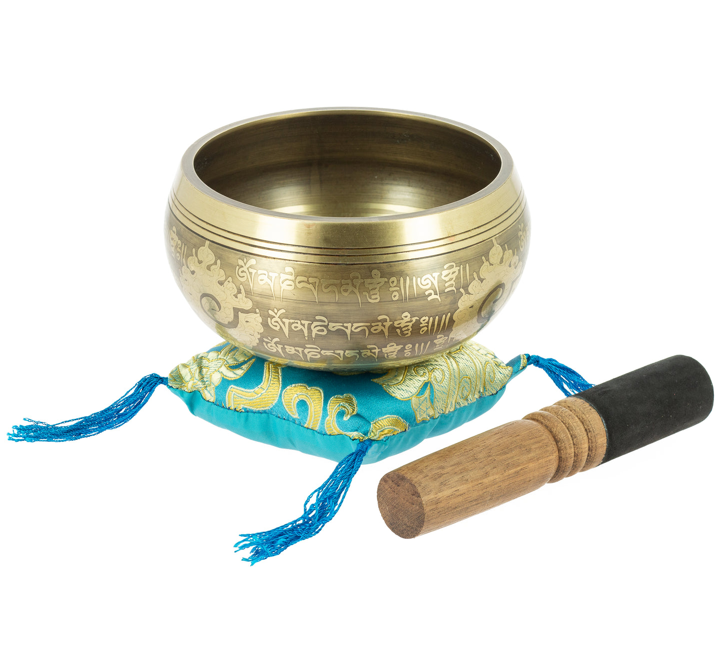 Taça de canto tibetana com gravuras - 12 cm