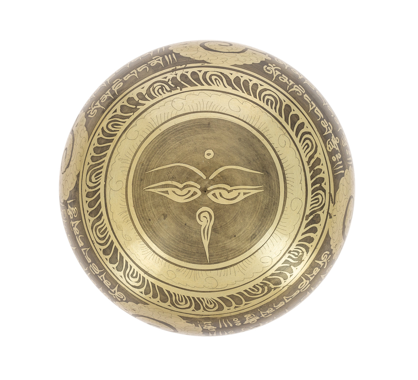 Taça de canto tibetana com gravuras - 12 cm