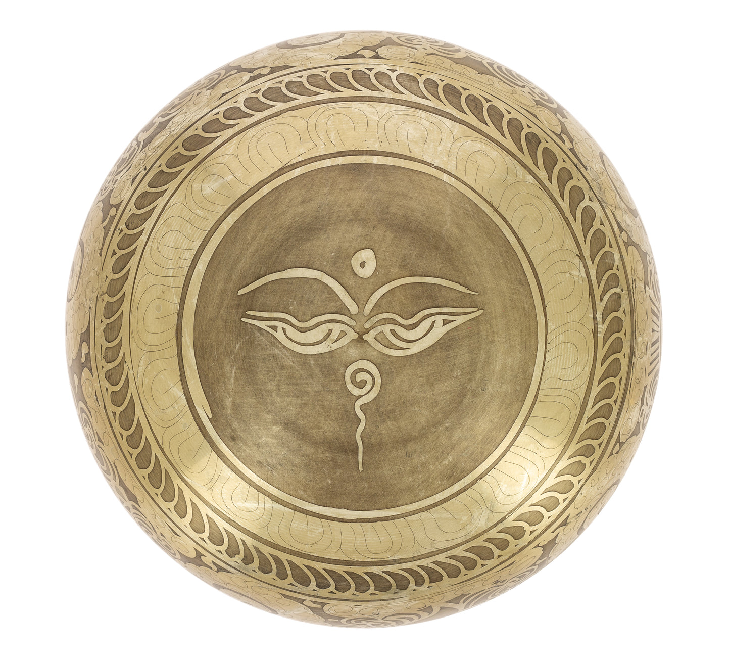 Taça de canto tibetana com gravuras - 14 cm
