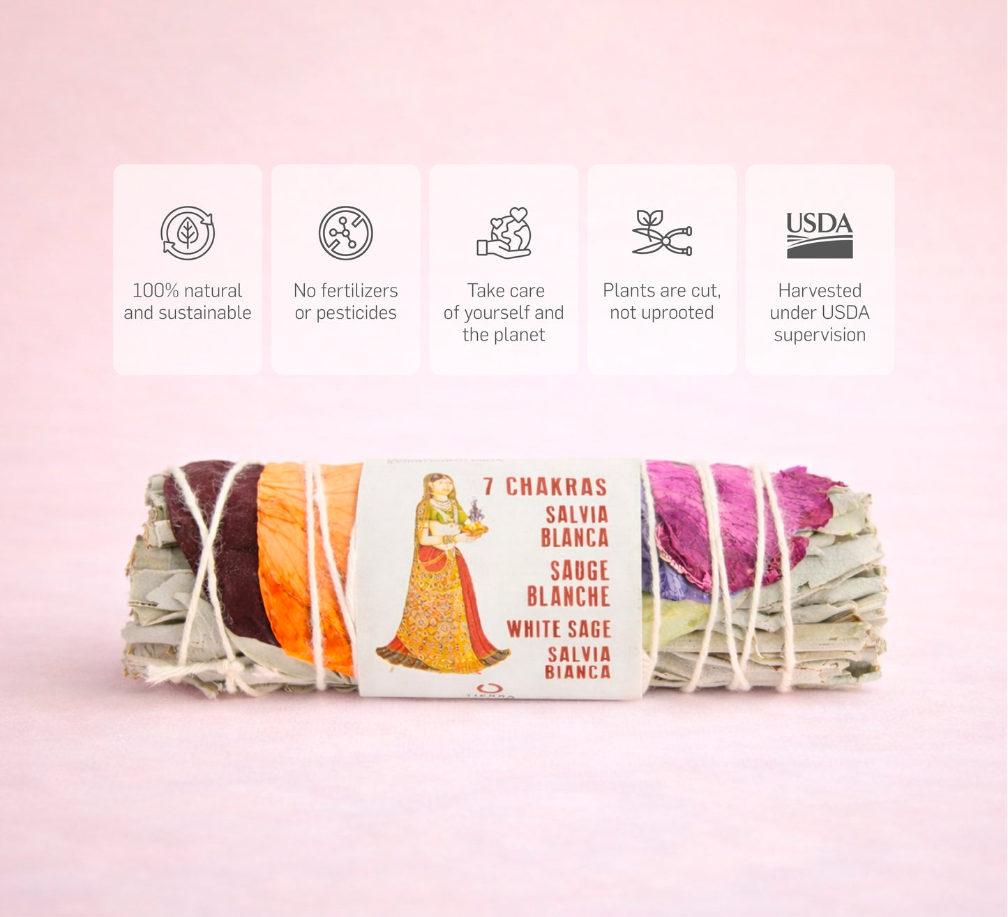 Pacchetto 7-Chakra California di salvia bianca per le sbavature