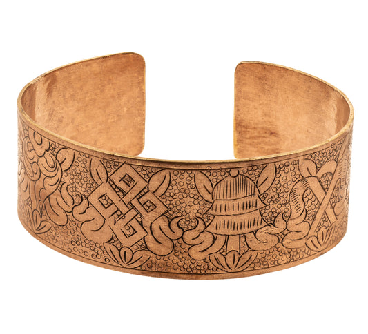 Bracciale in rame - 8 simboli di buon auspicio, grande