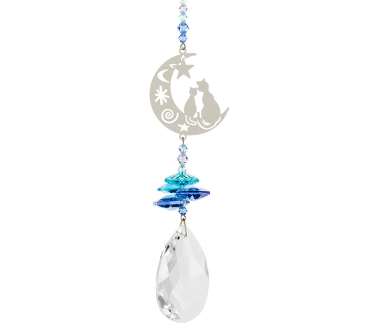 Crystal Fantasy Suncatcher - Two Cats in the Moon