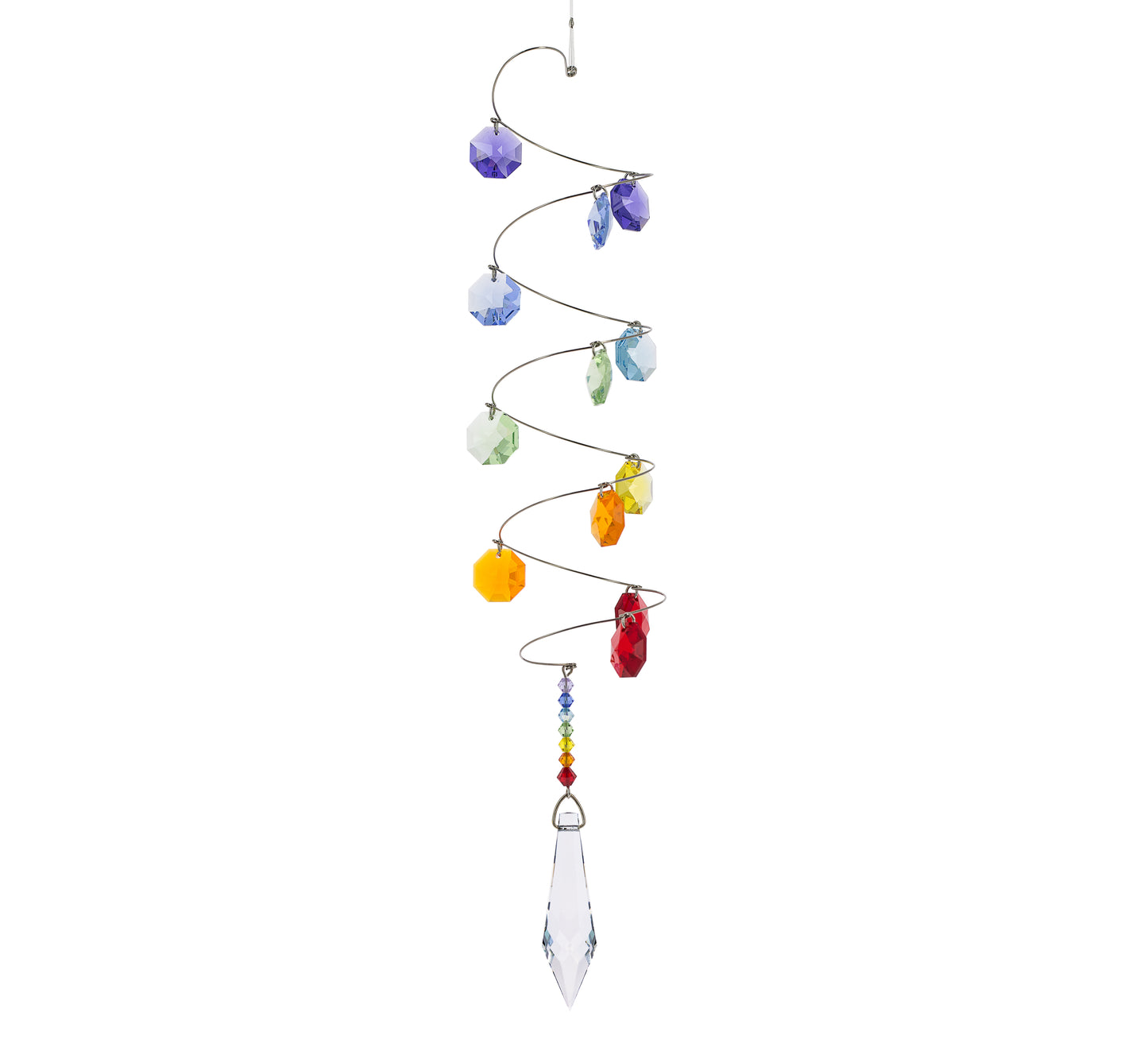 Apanhador do sol em espiral de cristal - 7 Chakras