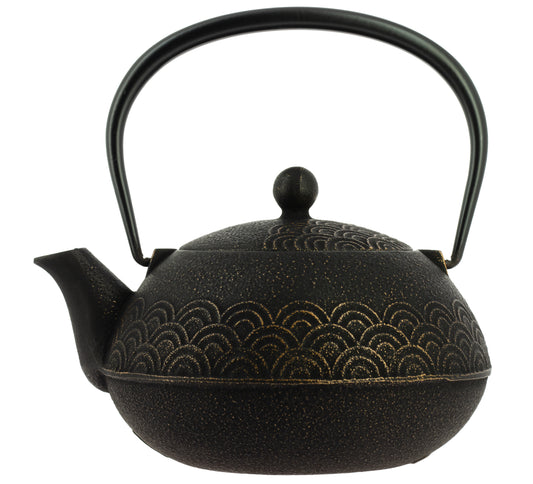 Seigaiha Iwachu Teapot - Gold Black, 900 ml