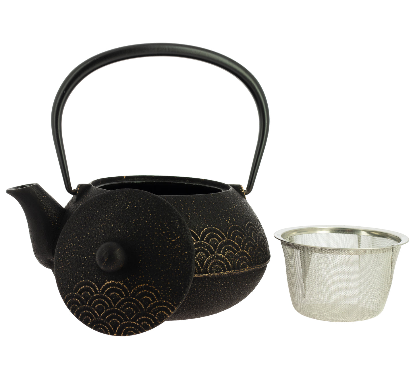 Seigaiha Iwachu Teekanne - Gold Schwarz, 900 ml