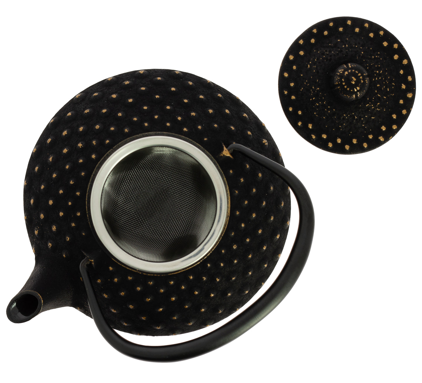 Bule Kanbin Iwachu - Preto Dourado, 350 ml
