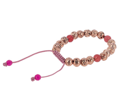 Mala da polso in pietra lavica oro rosa