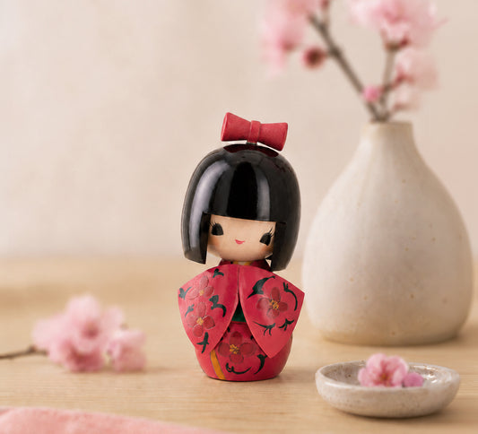 Kokeshi Doll - Hanamisuki Pink