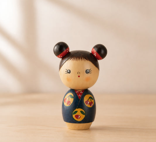 Kokeshi Doll - Sakuranbo, Blue
