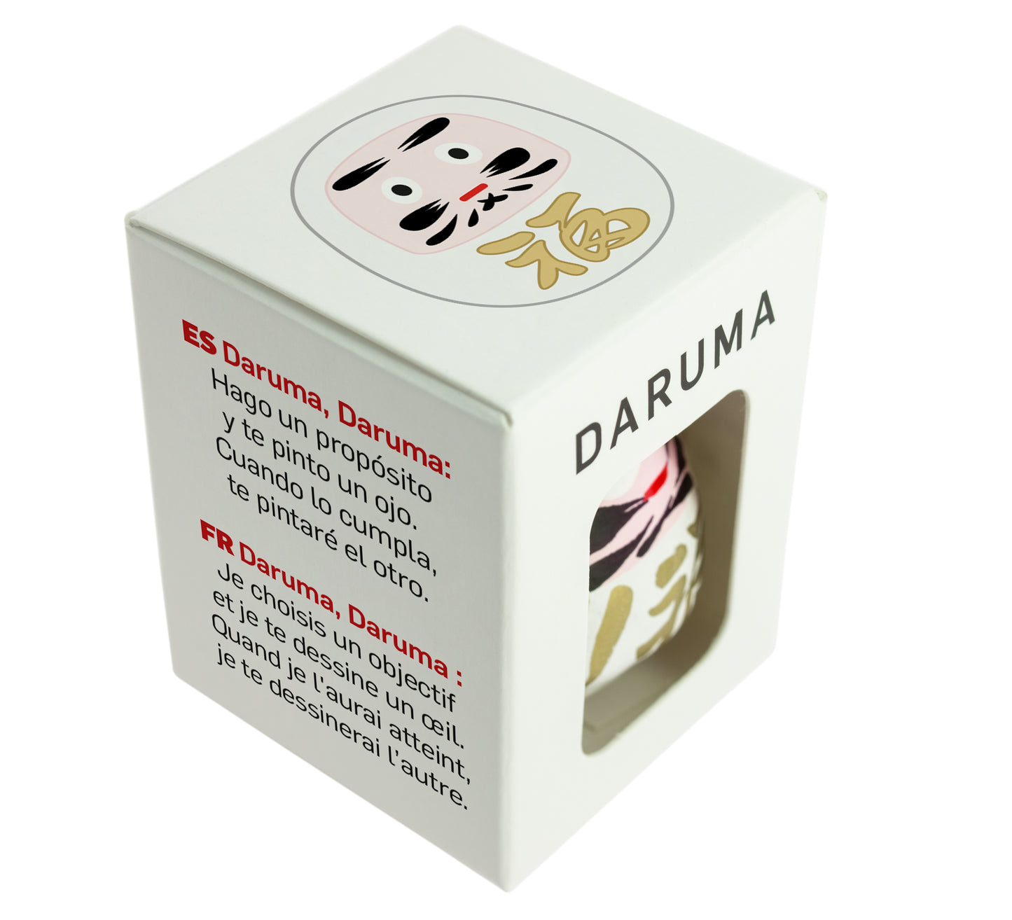 Weißes traditionelles Daruma - Liebe, klein