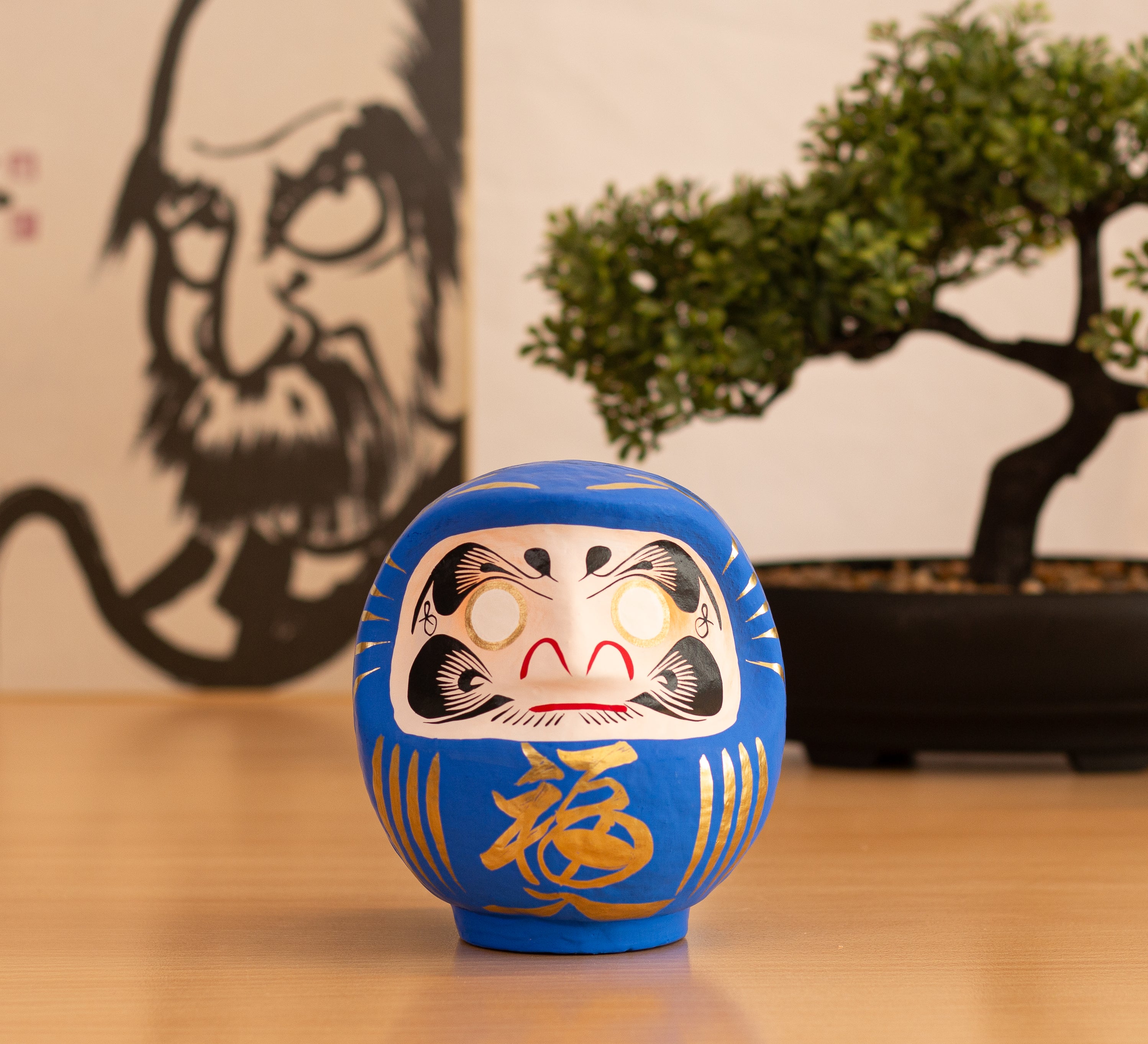 Traditional Blue Daruma 12 cm – Japanese Doll of Goals – Tierra Zen