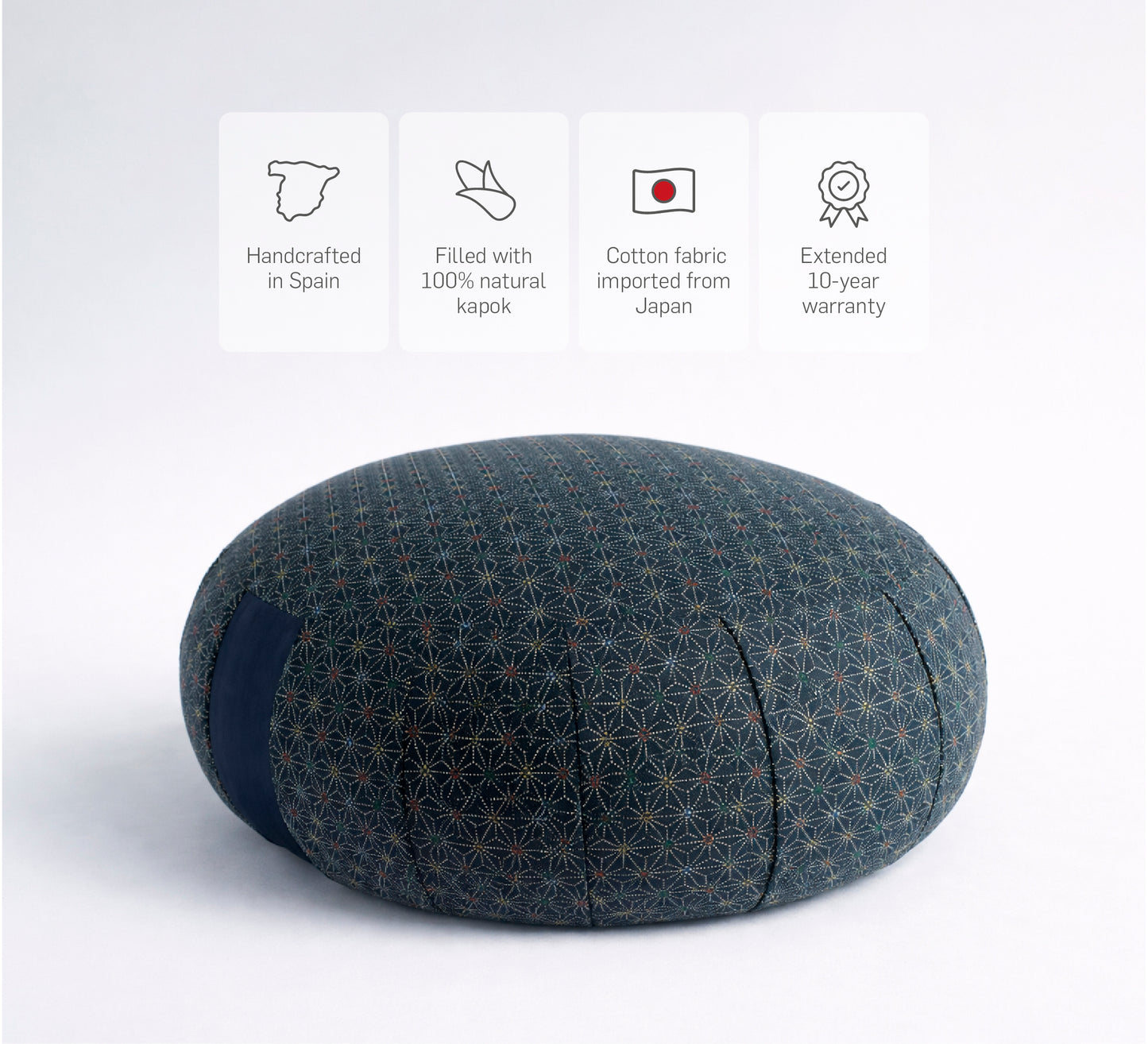 Kapok Rund Zafu - Blau Asanoha