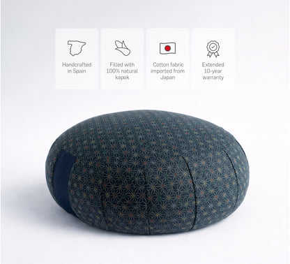 Kapok Rund Zafu - Blau Asanoha