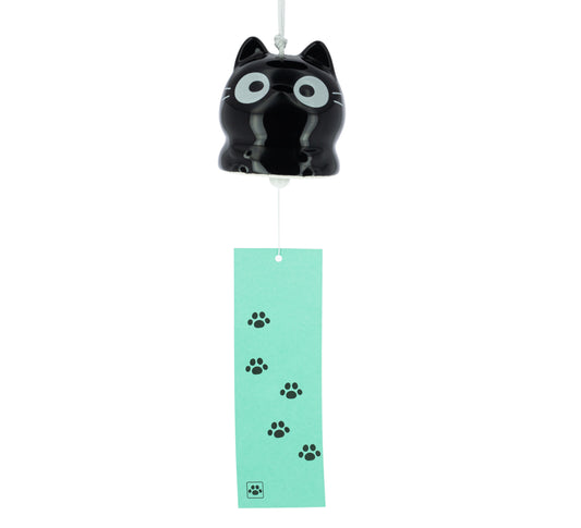 Campana Furin Cerámica Neko Negro