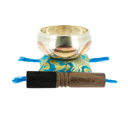 Tibetan Singing Bowl with Mantra - Shiny, 9 cm