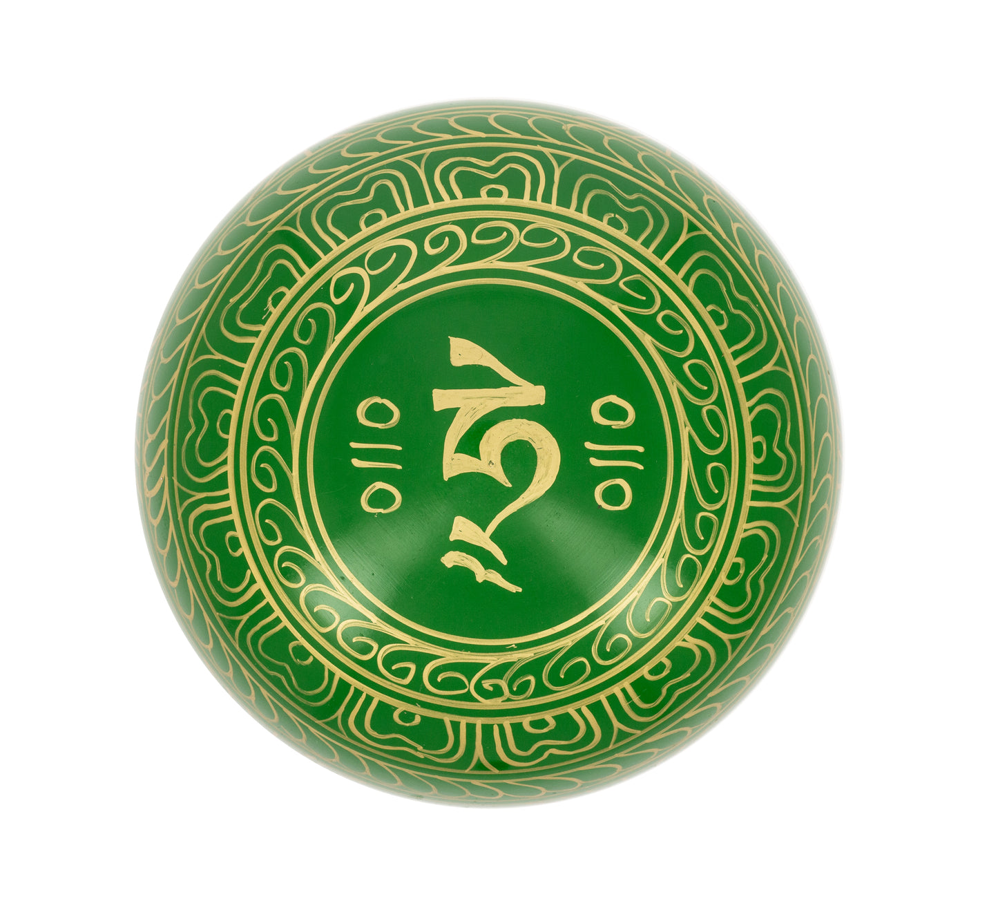 Tibetan Singing Bowl with Symbols - Green, 13,5 cm