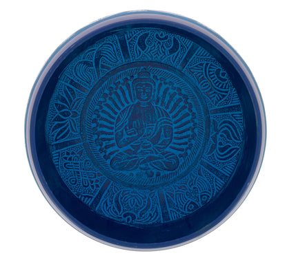 Klangschale mit Symbolen - Blau, 20,5 cm