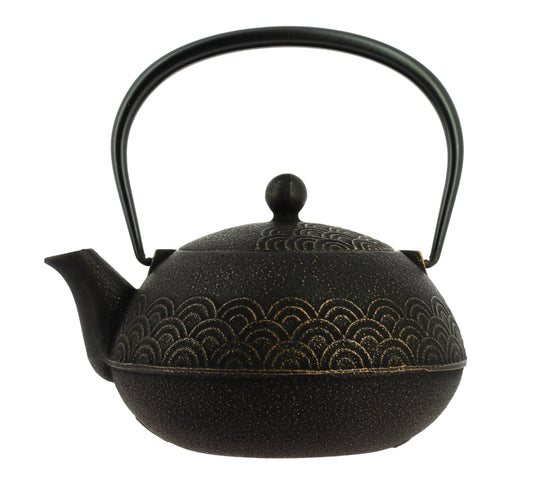 Seigaiha Iwachu Teapot - Gold Black, 900 ml