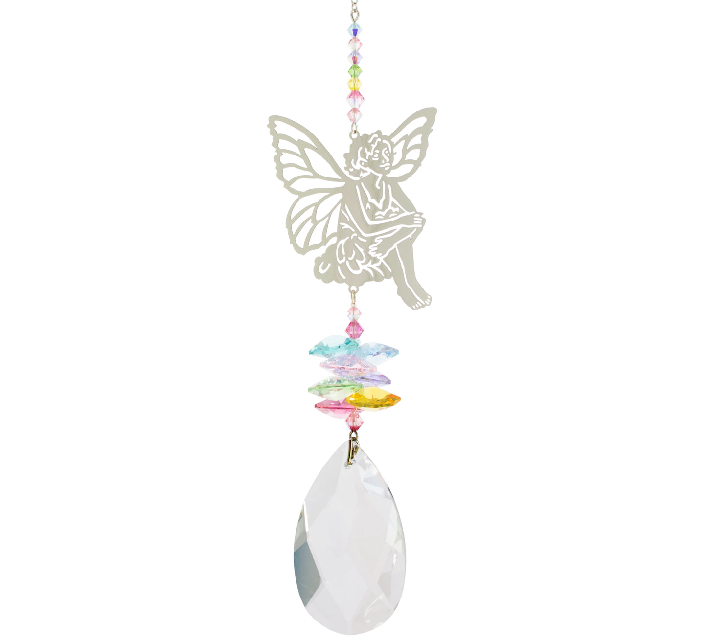 Crystal Fantasy Suncatcher - Sitting Fairy, Large