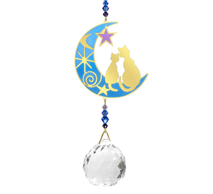 Gran Cristal Feng Shui Dos Gatos en la Luna