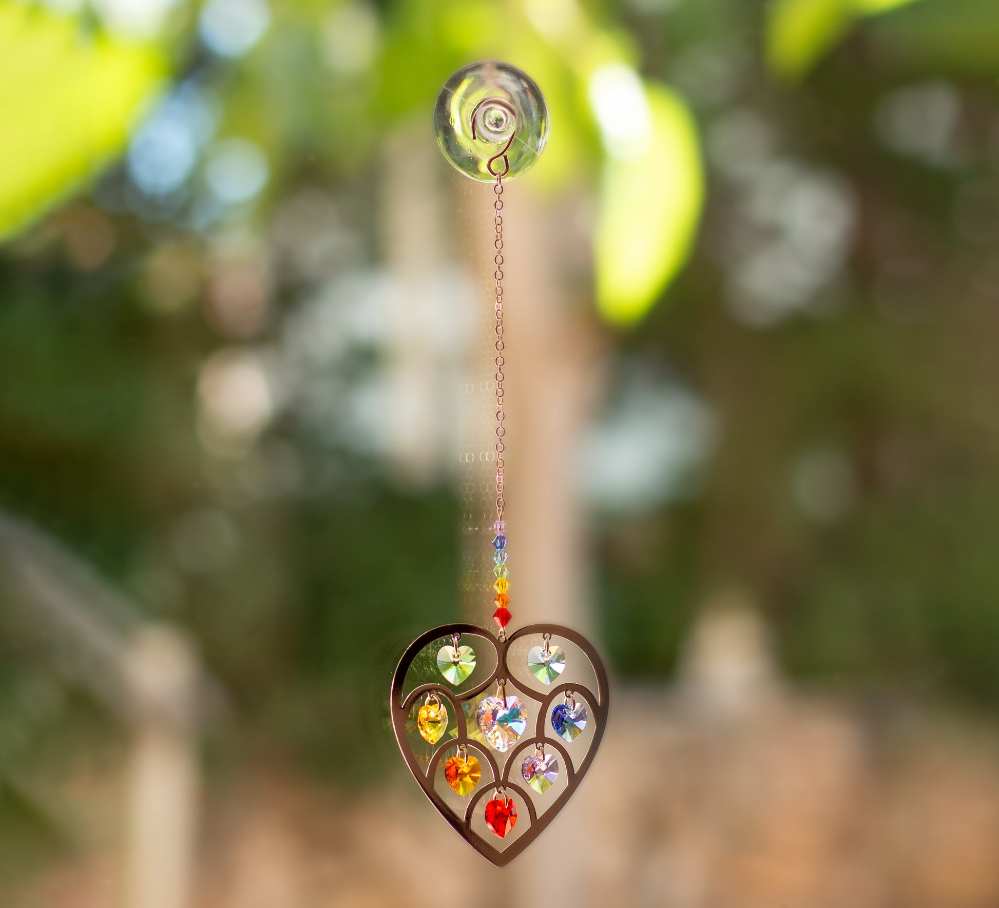 Coeur METTA en cristal attrape soleil 7 chakras - Coralie-shop