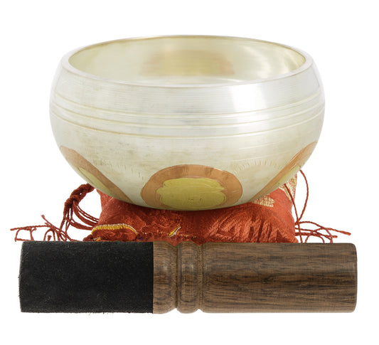 Tibetan Singing Bowl with Mantra - Shiny, 9 cm
