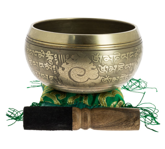 Tibetan Singing Bowl with Engravings - Medium