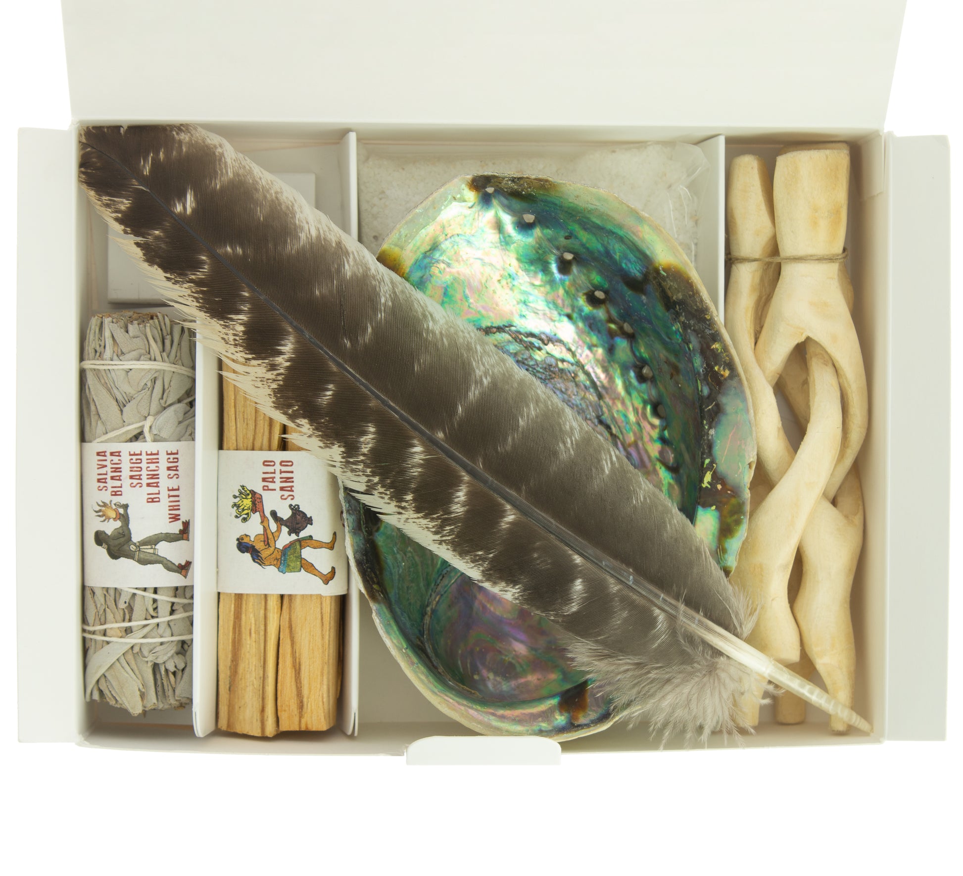 Palo Santo Wood Smudge Kit, Abalone Shell and Feather